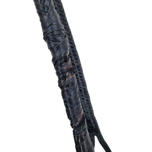 Elliott Lucca Black Basket Woven Leather Shoulder Bag Dual Handles Zip Closer - Picture 6 of 12